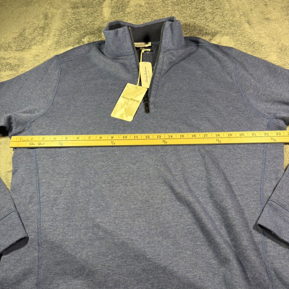 Tommy Bahama Mens Reversible Quarter Zip Pullover Blue Heather Size Large NWT - Picture 4 of 8